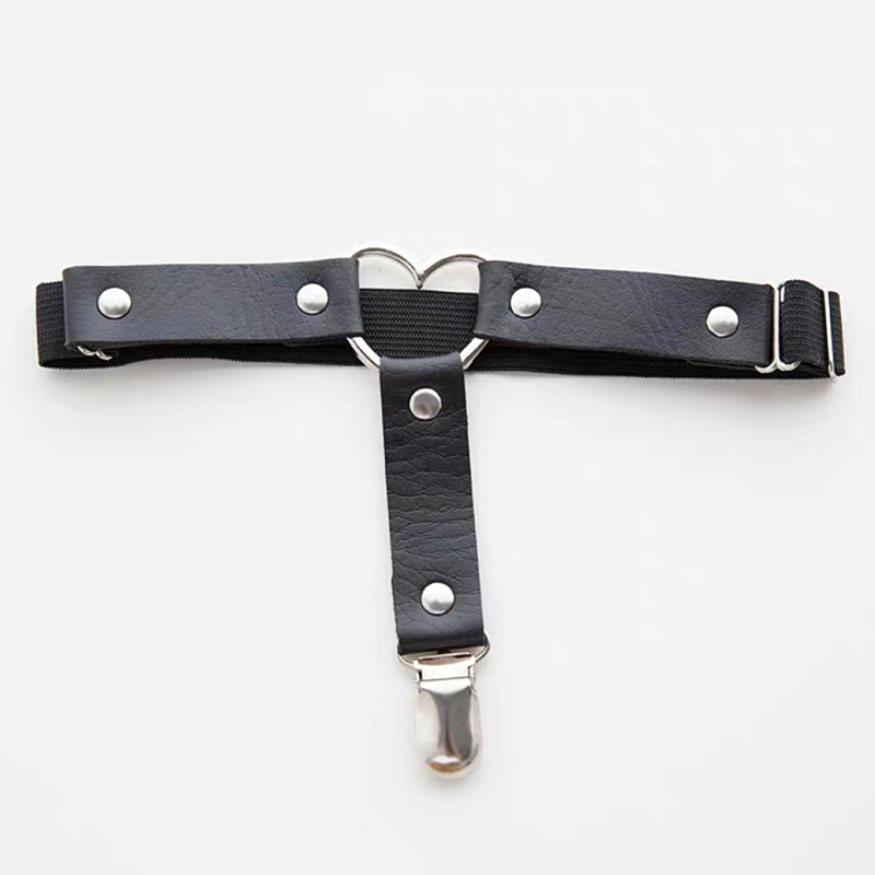 Collare in pelle scura in stile giapponese per giovani adulti con giarrettiera_voghion.com