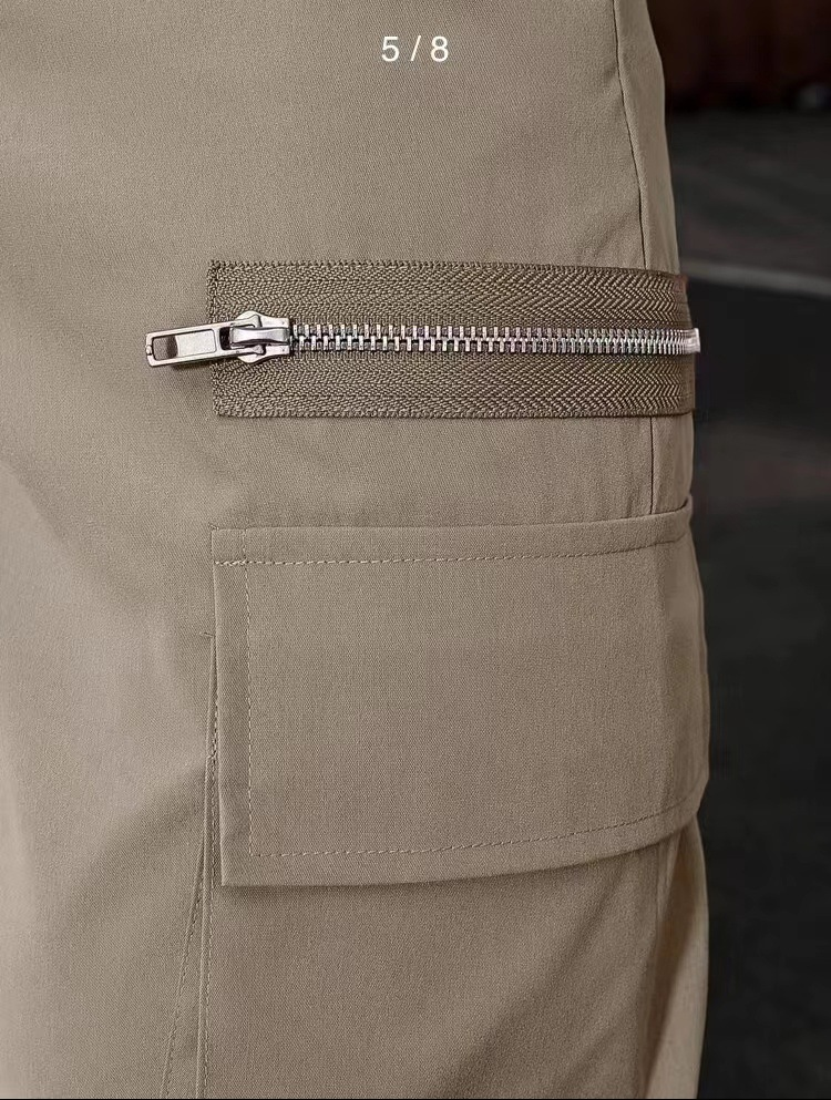 Ropa de hombre, pantalones cargo decorados con cremallera deportiva informal, pantalones con cordón en la cintura para hombres_voghion.com