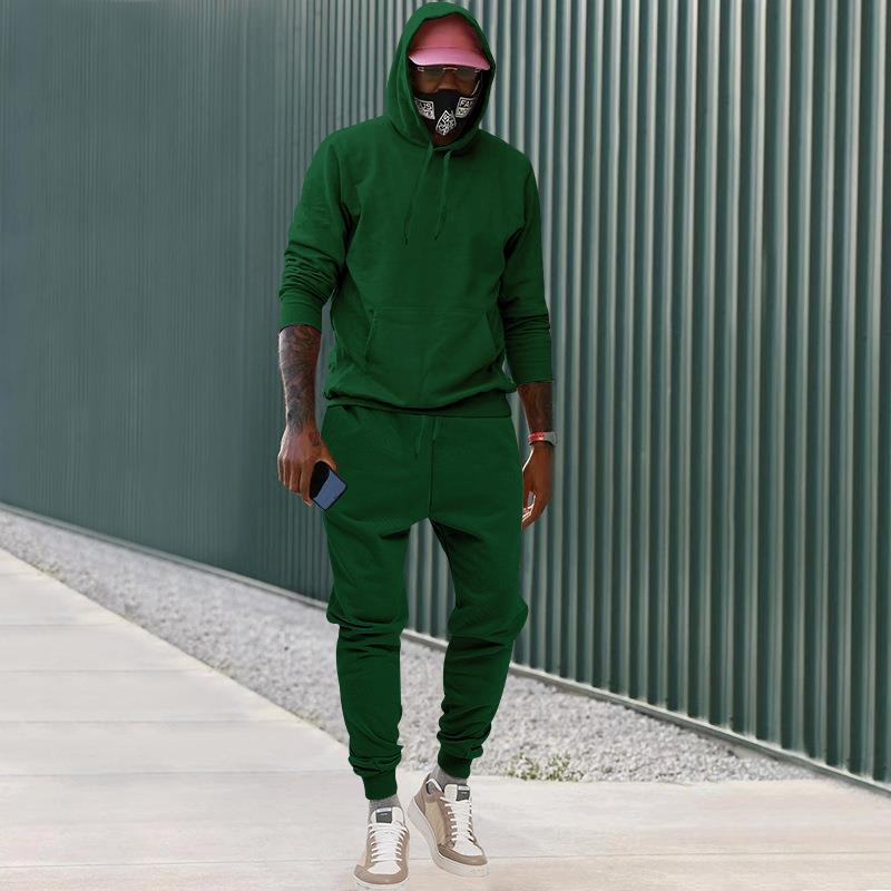 2024 Europese maat pluche trui met capuchon, sport-casual, stevige tweedelige losse sportkleding voor heren_voghion.com