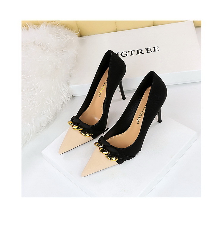 9283-2 Style Banquet Slim High Heels Light Mouth Colored Pointed Metal Chains Decorative Women's Single Shoes_voghion.com