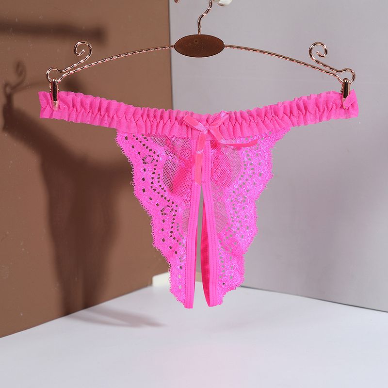 Sexy Plus Size Thong Women's Underwear With Open Cut Tempting Lingerie Lace Transparent T Pants 8025_voghion.com