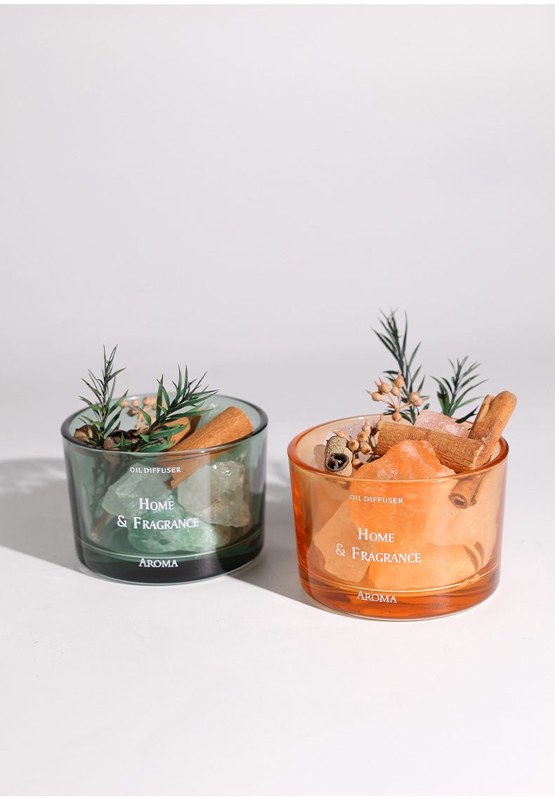 Aromatherapie Diffuser Stone - Flameless Essential Oil Reed Diffuser Fir Heem & Schlofkummer, Dekorative Crystal Rock Mat gedréchent Blummen, Eenzegaarteg Kaddoset_voghion.com