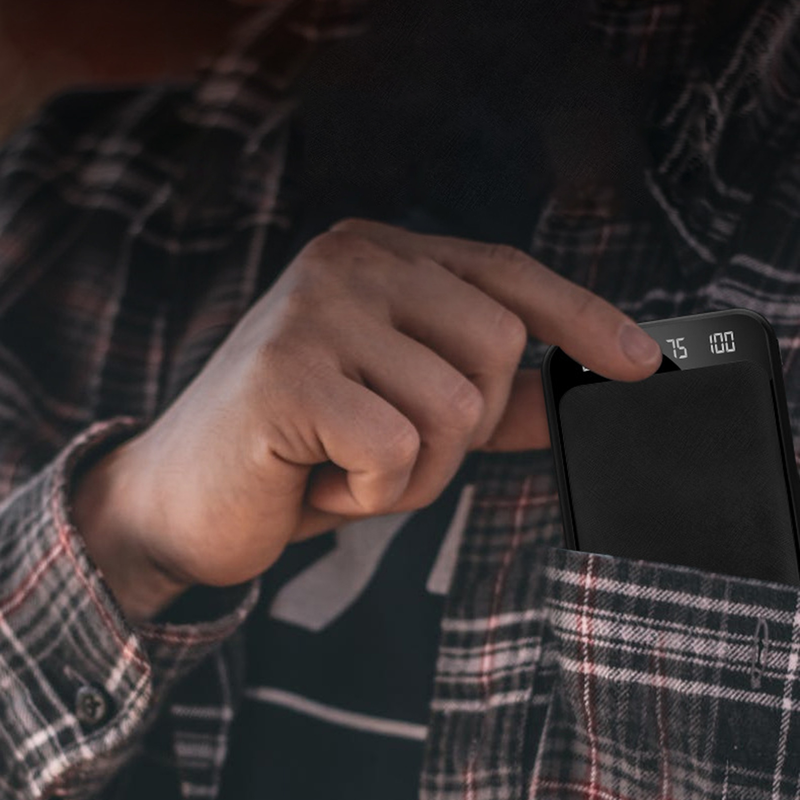 Kunjiuyou 10000mAh Fast Charging External Battery Power Bank Portable Powerbank for Smartphone-Black_voghion.com
