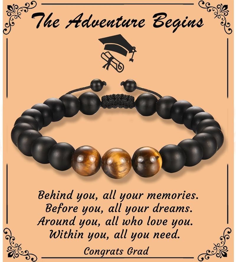 Geburtstag Student Graduierung Saison Geschenk Schmuck Tiger Eye Frosted Stone Herren Armband Perlen_voghion.com