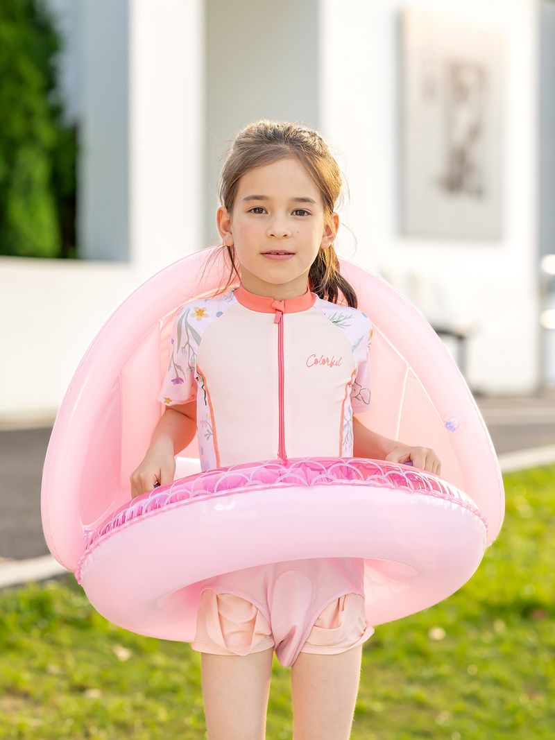 Scaun de înot pentru bebeluși, îngroșat, pentru copii de 1-4 ani, cu inel plutitor pentru copii cu design de sirenă și parasolar_voghion.com