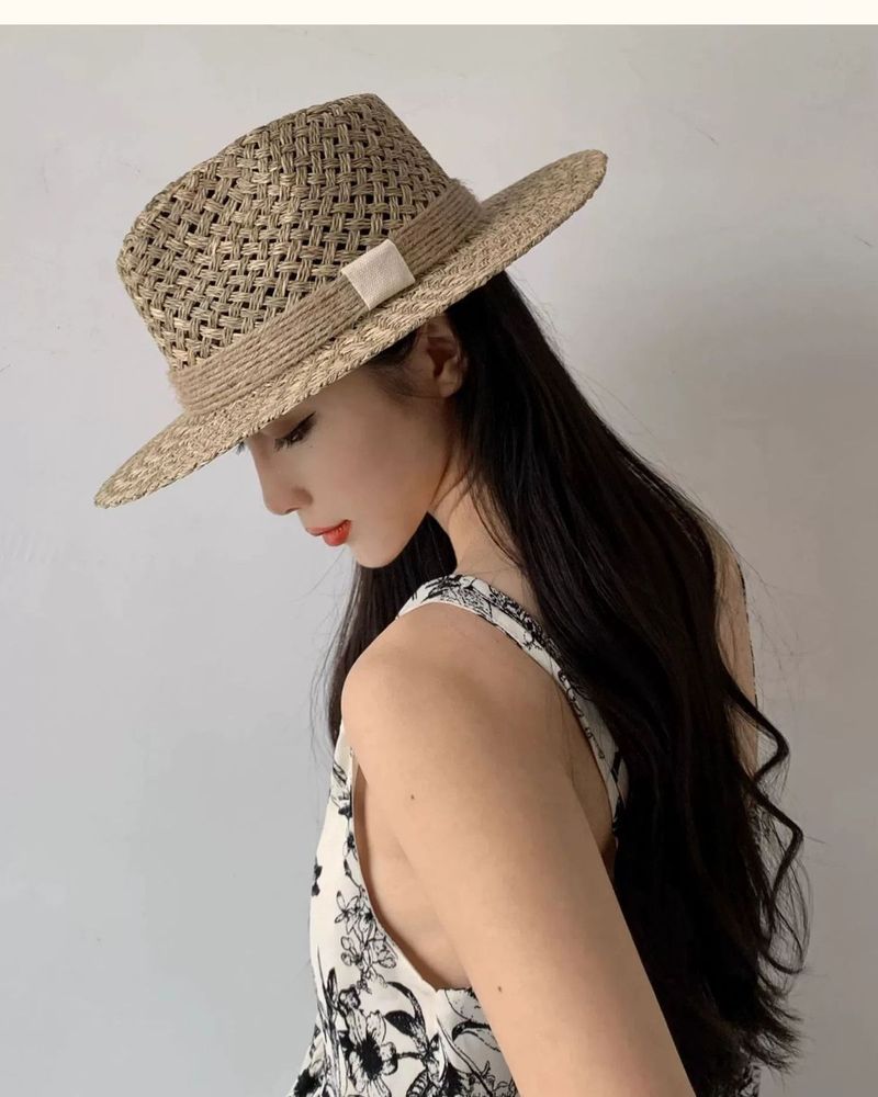 Cappello da spiaggia in paglia Panama Jazz intrecciata in stile francese, per uomo e donna, con parasole estivo_voghion.com