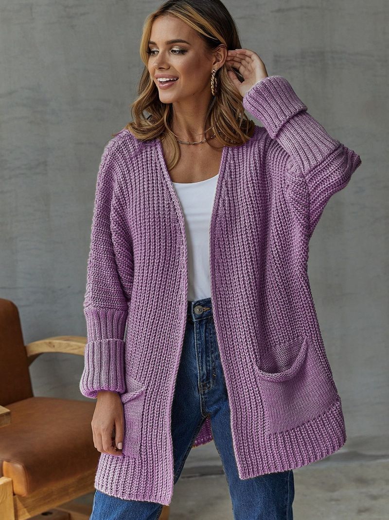 Women's Oversized Knit Cardigan – Longline Casual Open Front Sweater Coat For Work & Commute_voghion.com