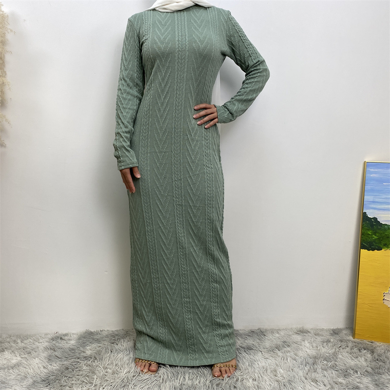 Damenmode, lässig, einfarbig, langärmelig, Pullover-Basiskleid_voghion.com