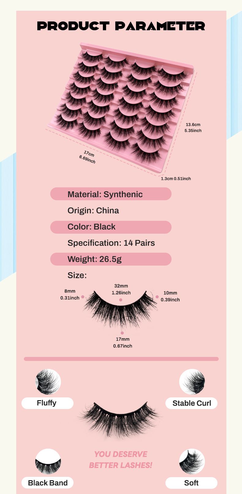 Künstliche Wimpern, 14 Paar, natürliche Simulation, dicke, gewellte, schmale, gemischte Wimpern_voghion.com