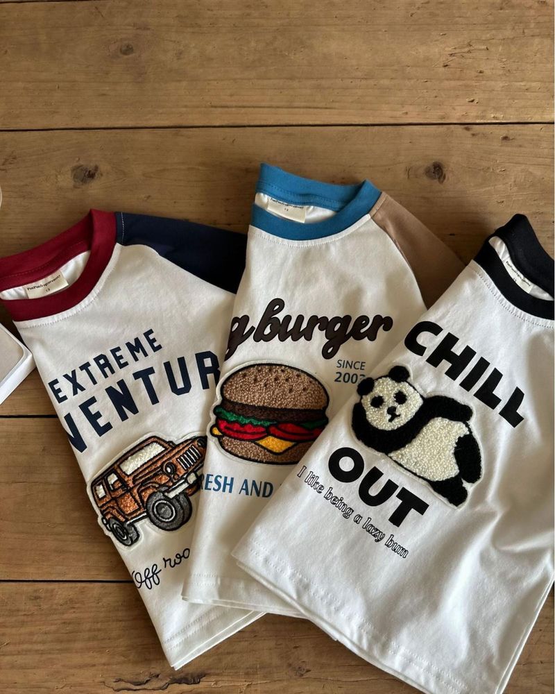 Chenma Children's 2024 Primavera Ragazzi Cartoon Ricamo T-S Ragazze Elegante Color Block Manica Raglan Base_voghion.com