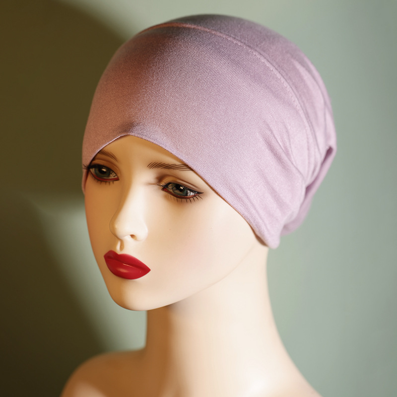 Gorro musulmán de algodón puro de color liso, con base de algodón mercerizado, elástico y transpirable_voghion.com