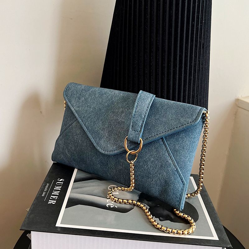 Borse a tracolla blu denim da donna, design a catena, a tracolla, da lavoro, studio, strada, tote bag, sottobraccio, piccola borsa a mano_voghion.com