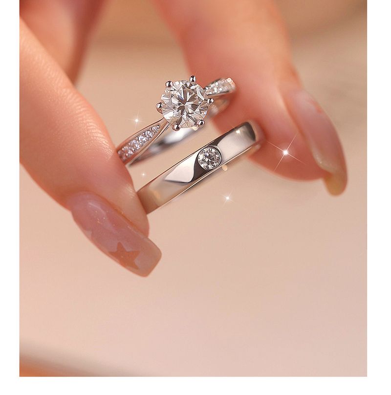 Anelli di fidanzamento e proposta di matrimonio con diamanti da 1 carato, regolabili, per uomo e donna, con moissanite simulata._voghion.com