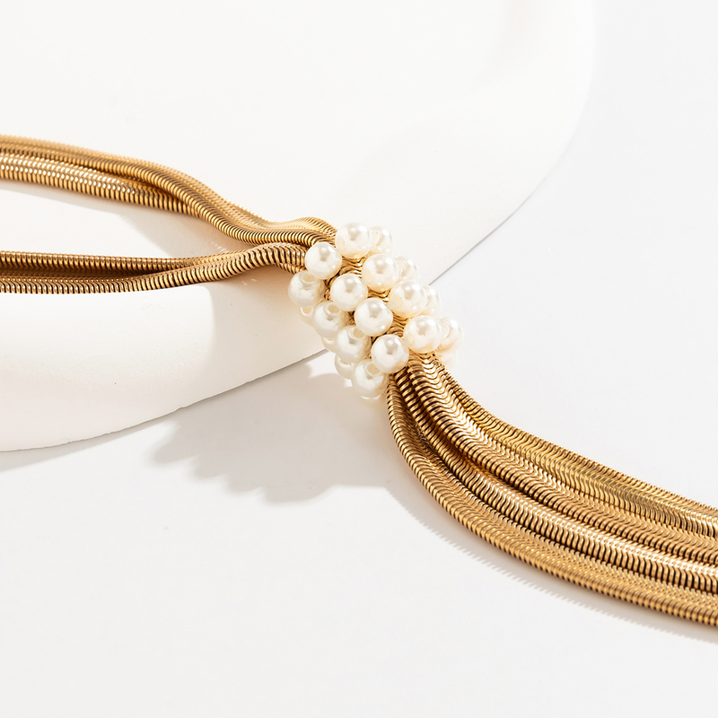 Dames sieraden hiphop metalen wind snake bone chain ketting trend geometrisch lang geweven sleutelbeen ketting_voghion.com