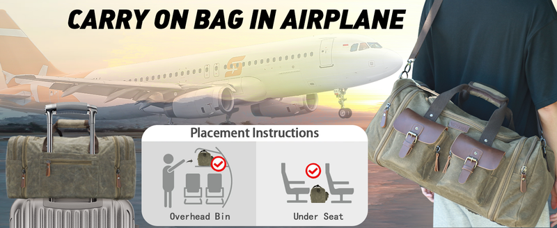 Wildload 50L travel expandable canvas leather luggage upgraded overnight weekend carry on bag, gray, classic_voghion.com