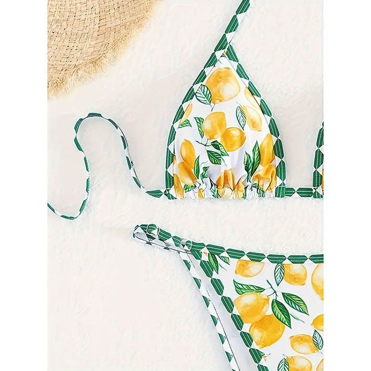 Women's Clothing Printed Lace Up Swimsuit Female Beach Hot Spring Swimsuit Bikini_voghion.com