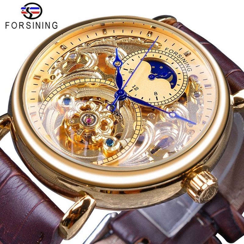 Forsining Men's Fashion Casual Business Watch, Carved Hollow Automatic Mechanical Watch for Men_voghion.com