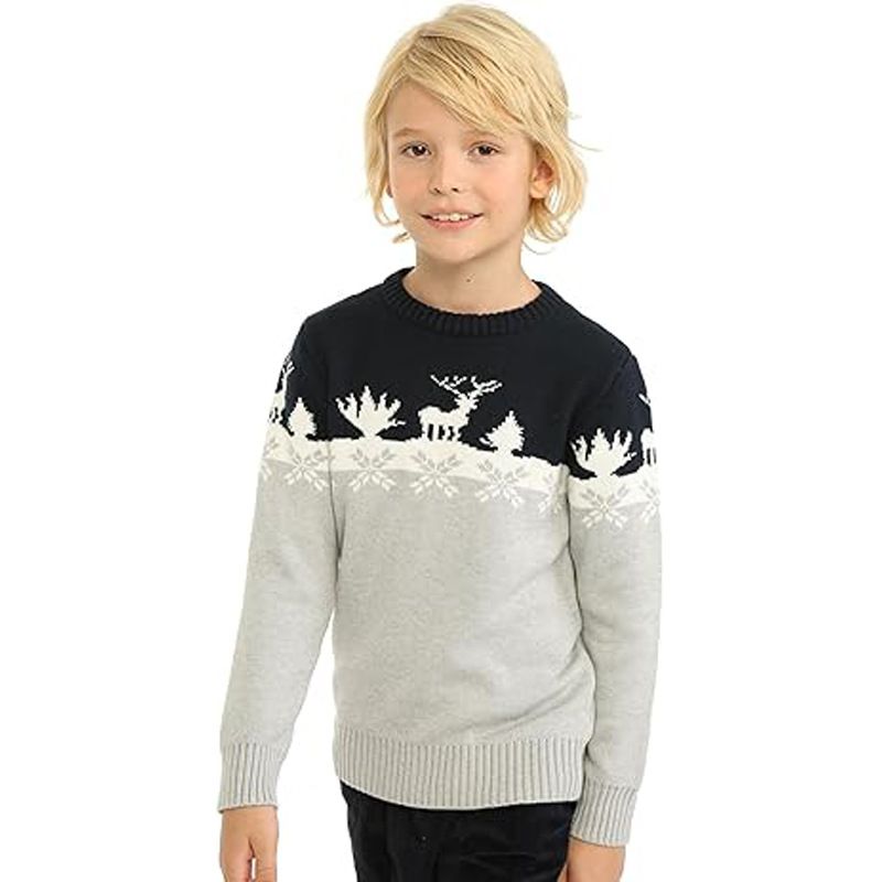 Pull en tricot doux pour enfants, motif dessin animé, unisexe, avec imprimés amusants (100-140 cm)_voghion.com
