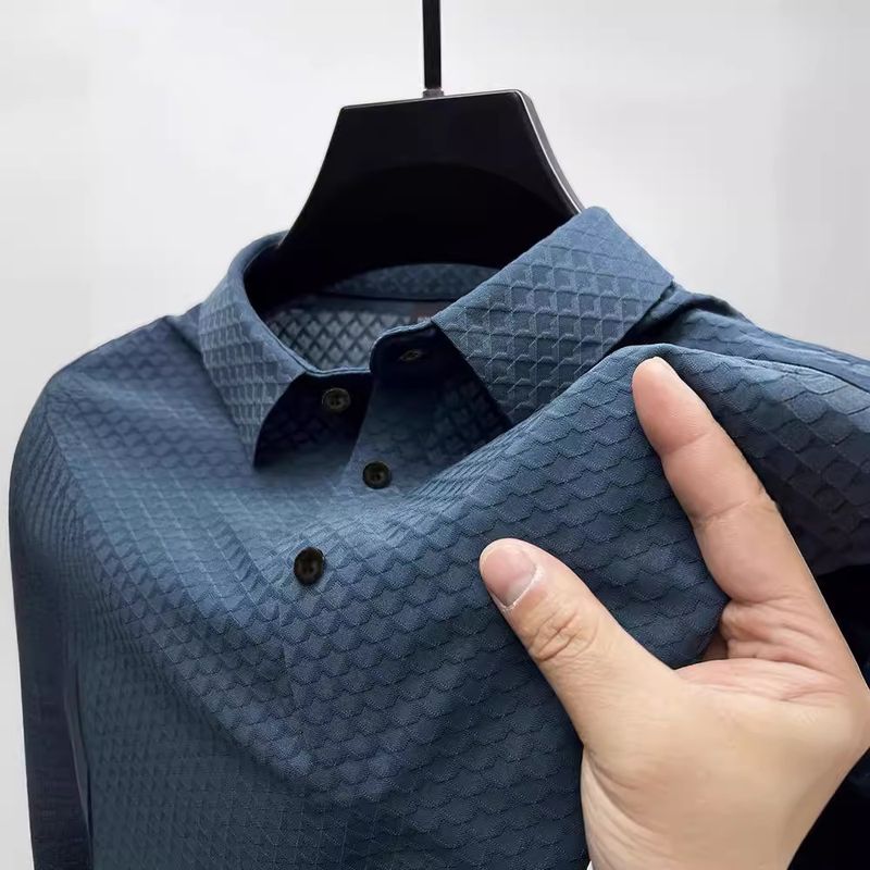 Polo estiva di alta qualità da uomo, a maniche corte, con colletto in seta ghiacciata, ad asciugatura rapida, in saldo veloce_voghion.com