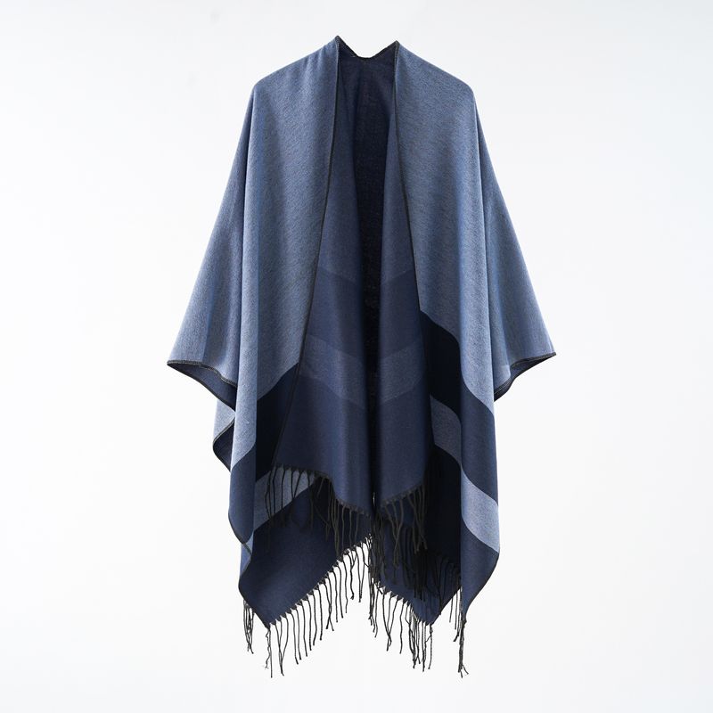 2023 New Autumn/Winter Cashmere Split Scarf Cape for Warm Fringe Women's Outwear Double sided Shawl_voghion.com