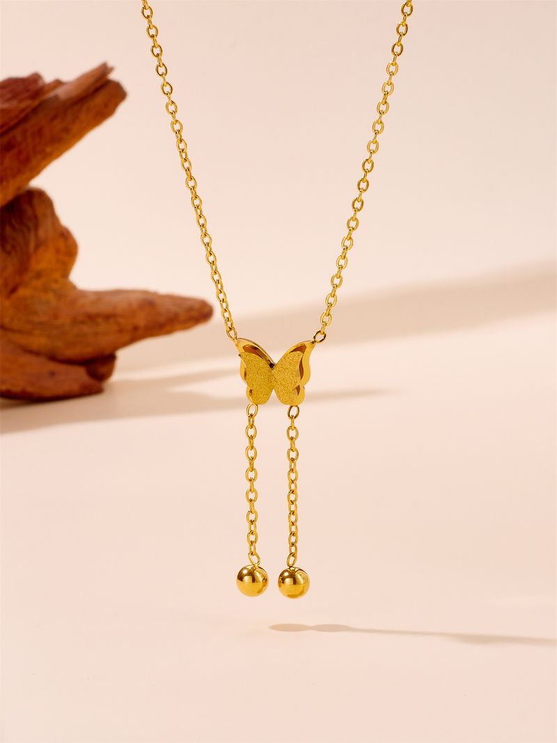 Butterfly Tassel Necklace - Titanium Steel Light Luxury Clavicle Chain_voghion.com