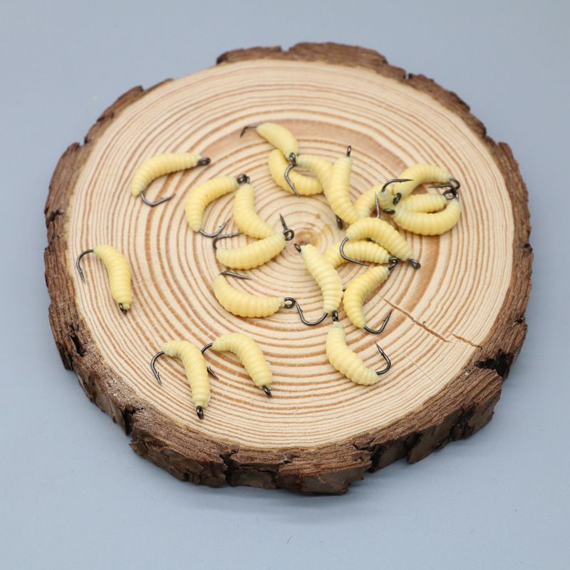 Lure With Hook Bread Worm 20mm 0.45g Bionic Hooked Maggot Soft Bait Set_voghion.com