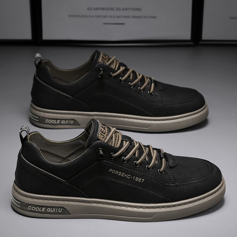 Tendenza maschile, versatili, scarpe basse da uomo casual in pelle con una gamba, impermeabili, piccole, bianche, primavera e autunno_voghion.com