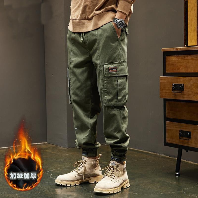 Pantalon cargo ample et décontracté pour homme, grande taille, avec velcro, style américain, idéal pour la randonnée, l'automne et l'hiver_voghion.com