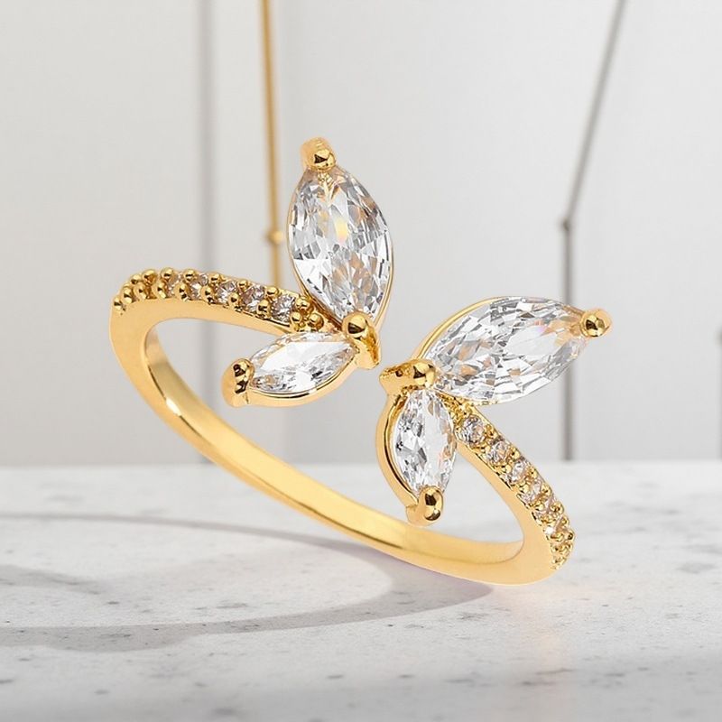 New Sparkling Diamond Butterfly Ring For Women's Design, Niche Personalized Opening Ring, High-end Accessory_voghion.com