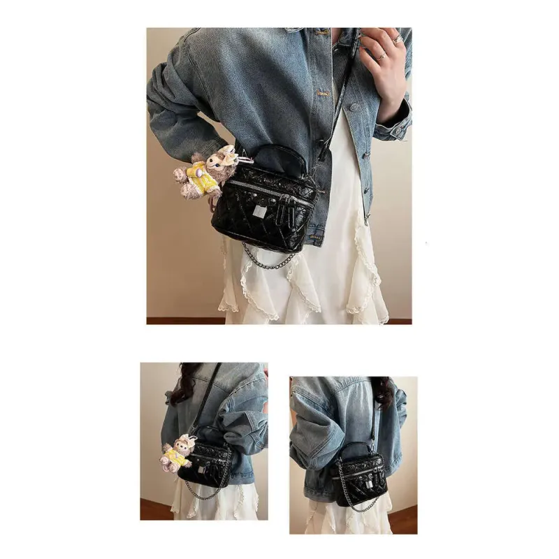 Borsa a mano trapuntata alla moda per donna, borsa a tracolla casual versatile con catena, alla moda estiva_voghion.com