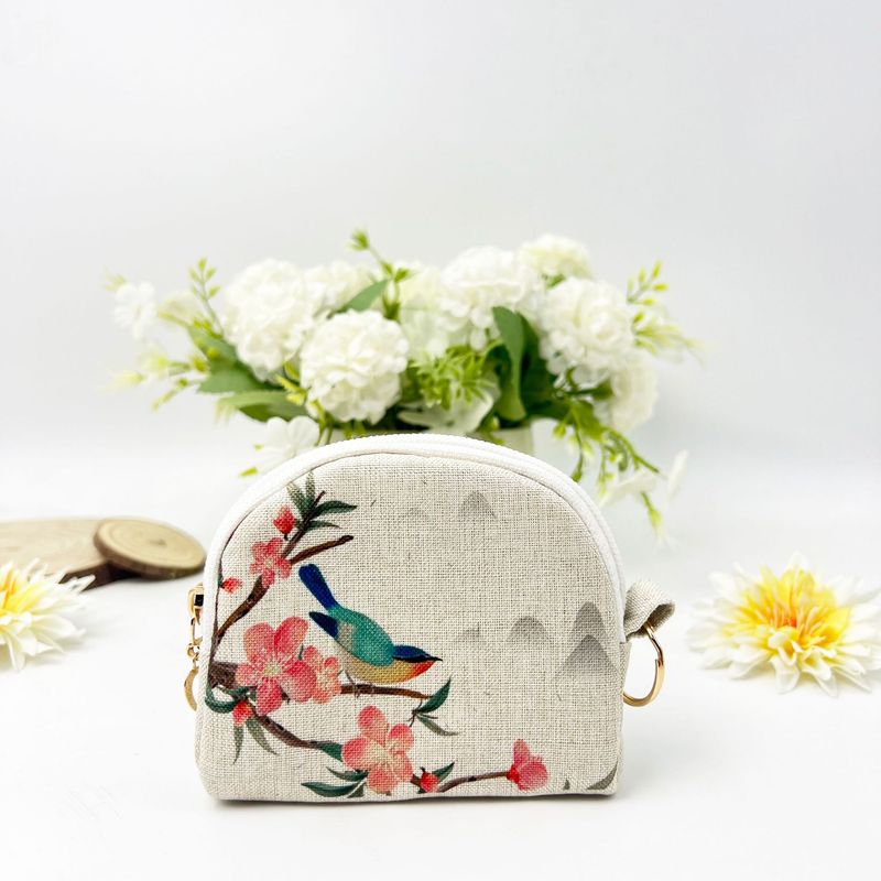 Digital Printed Zipper Coin Purse Shell Clutch Storage Key Small Bag Handmade Fabric Wallet Card Holder_voghion.com