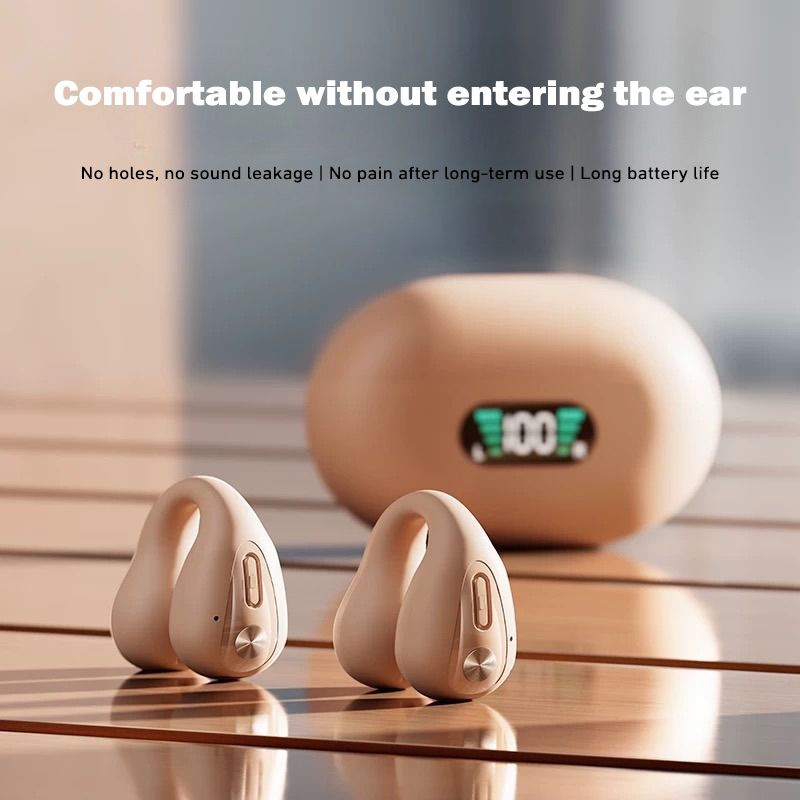 Bezprzewodowe słuchawki sportowe z otwartym uchem, bezprzewodowe słuchawki douszne BT z klipsem do telefonu z systemem Android i iPhone'a, słuchawki z przewodnictwem powietrznym do jazdy na rowerze i biegania_voghion.com