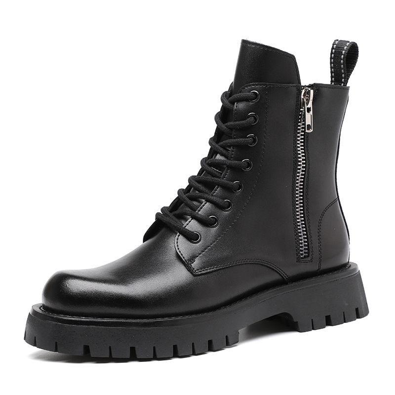 Martin Boots Herren Low-Top Retro Style Leder Dickbesohlte Erhöhung Lokomotive Werkzeug Kurze Stiefel_voghion.com