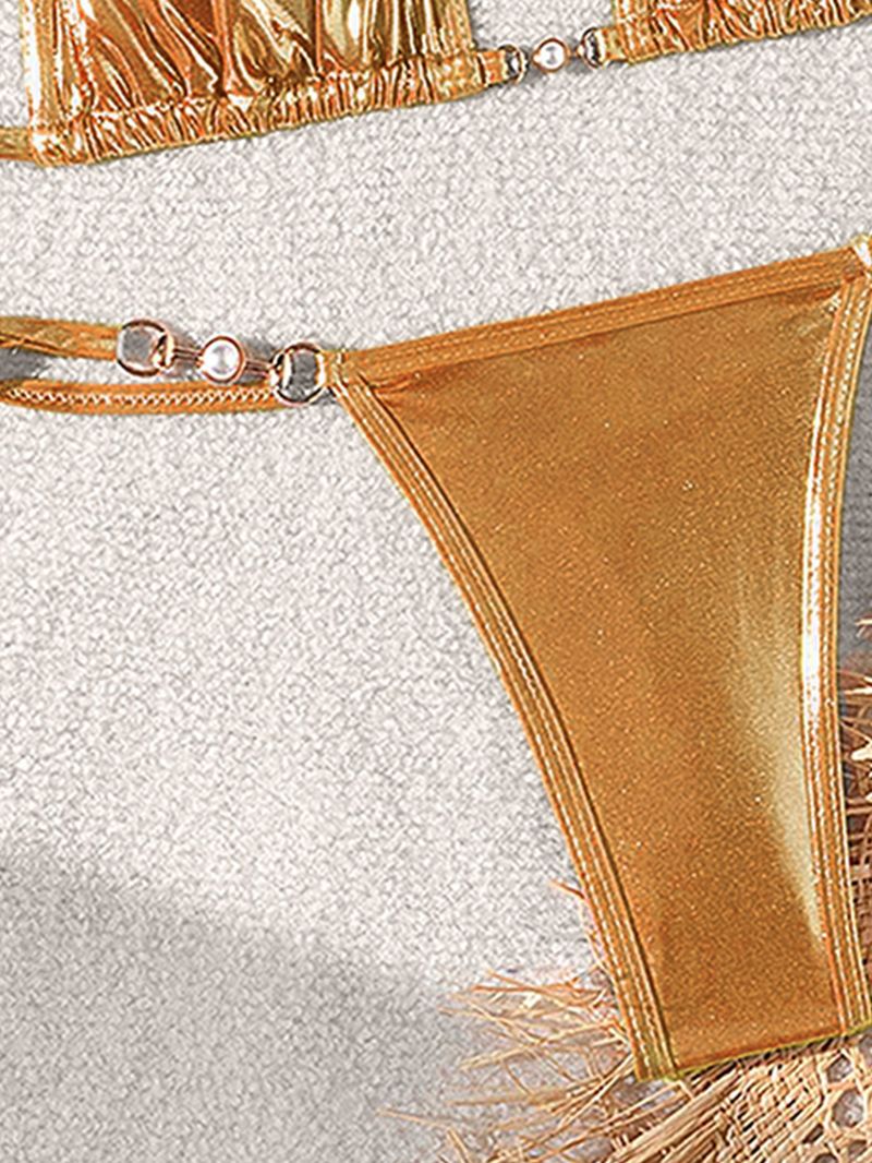 Women's New Sexy Shiny Pearl T-string Bikini Swimsuit Bikini_voghion.com