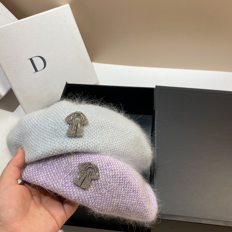 Originelles Design mit eingelegter Diamantschleife, Malermütze, Herbst/Winter, koreanisches Internet, rot, alles niedlich, im Alter von Kaninchenhaaren, Baskenmütze für Mädchen_voghion.com