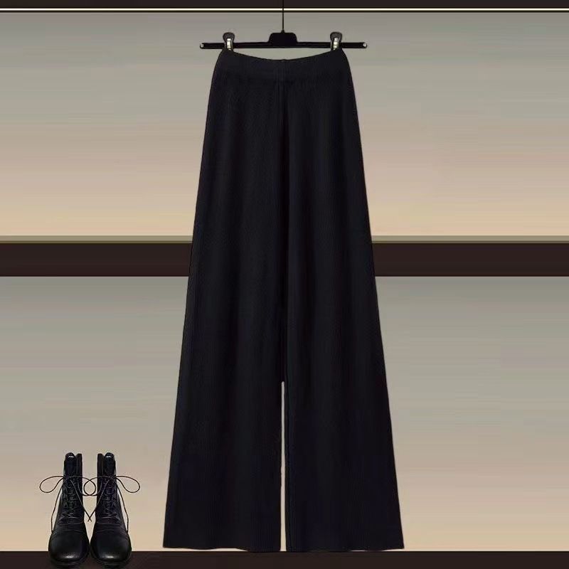 Roupas femininas Camisola de malha camisa perna larga calças três peças terno tamanho grande roupas femininas moda feminina slim_voghion.com