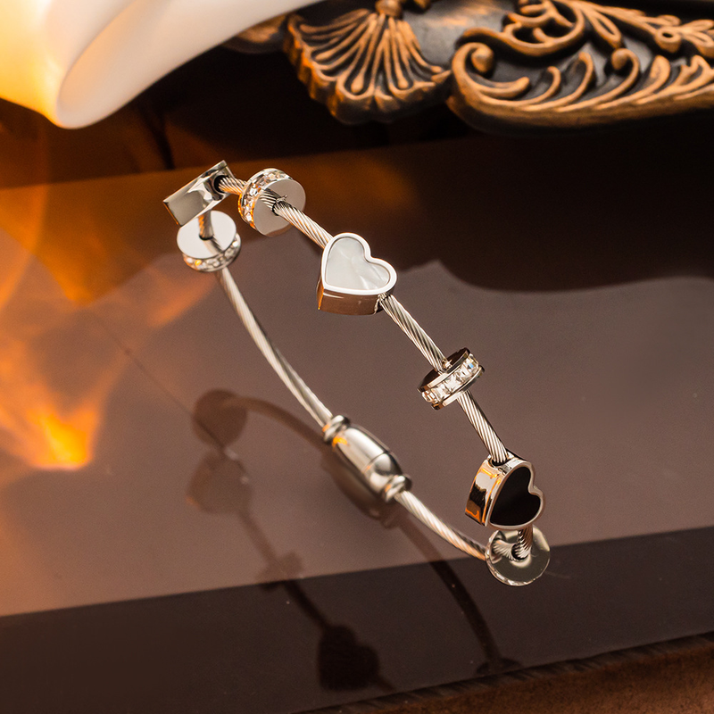 Titanium stalen armband vrouwen dubbele liefde micro ingelegd zirkoon goud Japanse en Koreaanse stijl nieuwe trend gepersonaliseerde temperament mode handsieraden_voghion.com