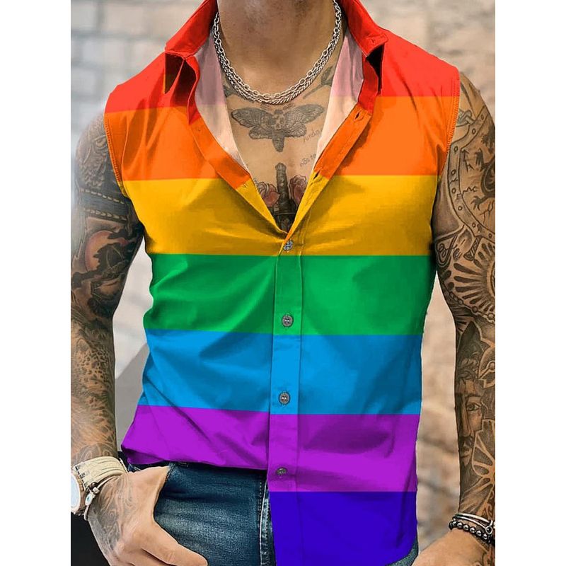 Herrkläder nya produkter Ärmlösa linnen för män och kvinnor Digitaltryckta Hawaiianska mångsidiga smala skjortor_voghion.com