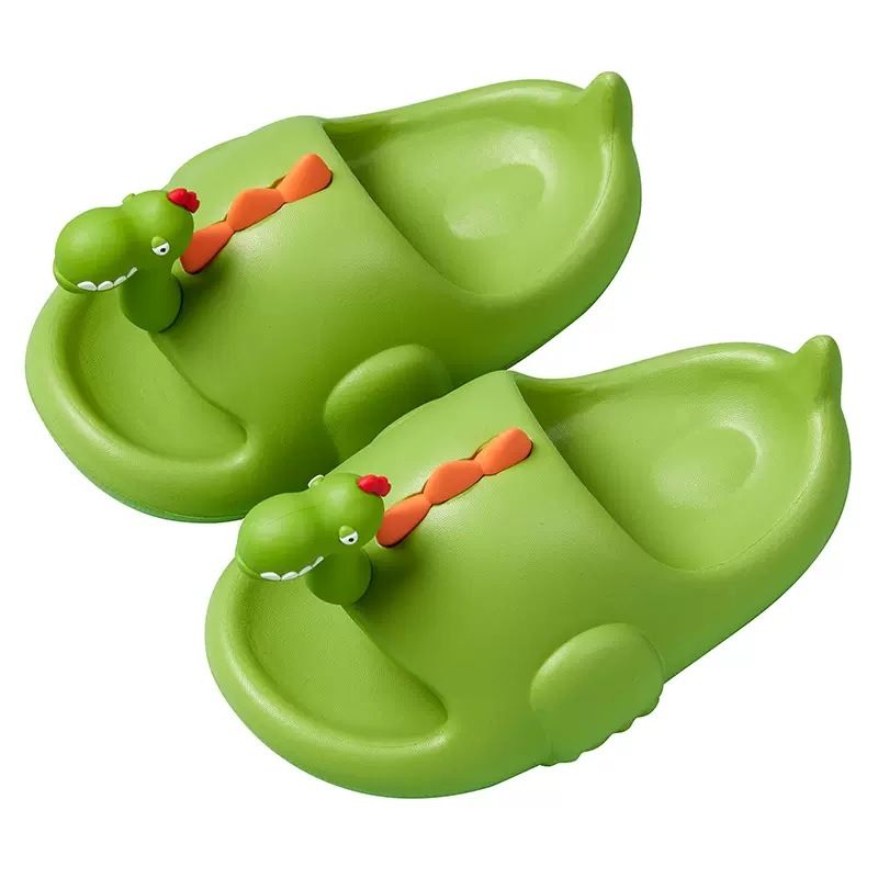 Eltern-Kind-Hausschuhe mit dickem Boden und Schlangen-Dinosaurier, weiblicher langhalsiger Drache zu Hause, Cartoon-Kinder, EVA Cool Mop,_voghion.com