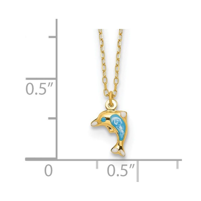 14k Polished Enameled Dolphin 16.5in Necklace_voghion.com