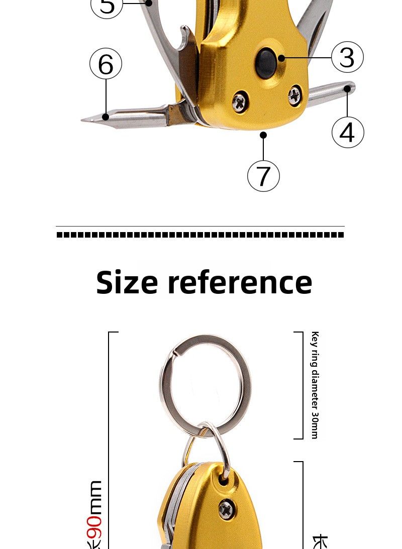 Multifunctional Keychain Outdoor 5-in-1 Mini Screwdriver Stainless Steel Tool Pocket Knife With LED_voghion.com