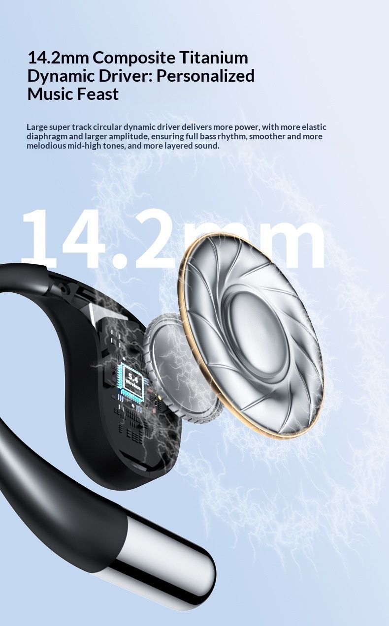 Écouteurs intra-auriculaires NeoGear Bluetooth en promotion 2025 : traduction intelligente par IA, conduction osseuse et crochet d'oreille, pour le sport._voghion.com