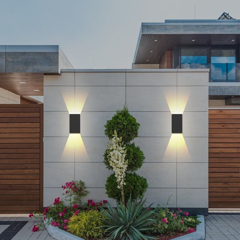 Glitzerlife LED Wandleuchte Schwarz Innen Wandlampe - 2ER Außenwandleuchten Wandbeleuchtung 5W Außenlampe Up Down Wandstrahler IP65 Außenleuchte 3000K Warmweiß_voghion.com