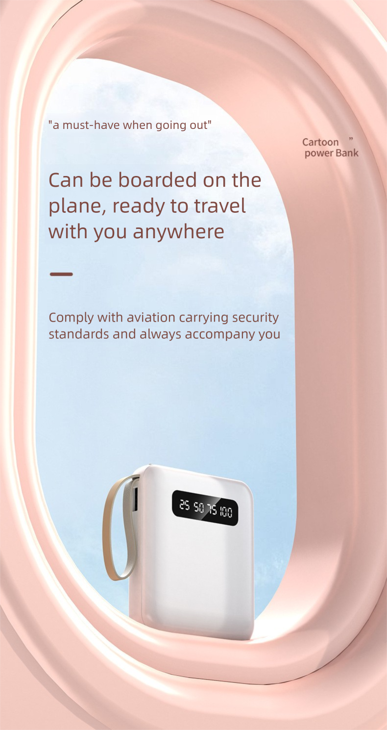 Built-in Cable Bank 20000mAh Large Capacity Compact Portable Gift Customizable Mobile Power Supply_voghion.com