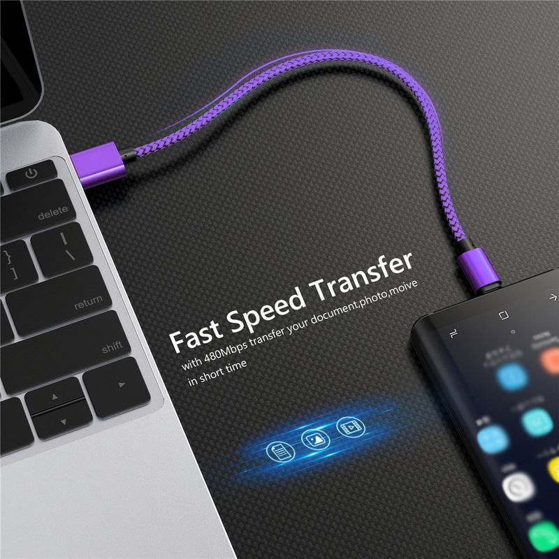 Nylon geflochtenes Typ-C-Schnellkabel, geeignet für Android-, Huawei-, Samsung-Telefone, USB-, C-Flash-Ladedatenkabel_voghion.com