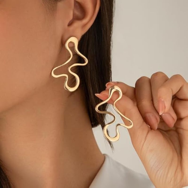 Orecchini geometrici in acciaio inossidabile da donna, orecchini leggeri e di lusso, orecchini pendenti eleganti alla moda per donna, gioielli in acciaio inossidabile_voghion.com