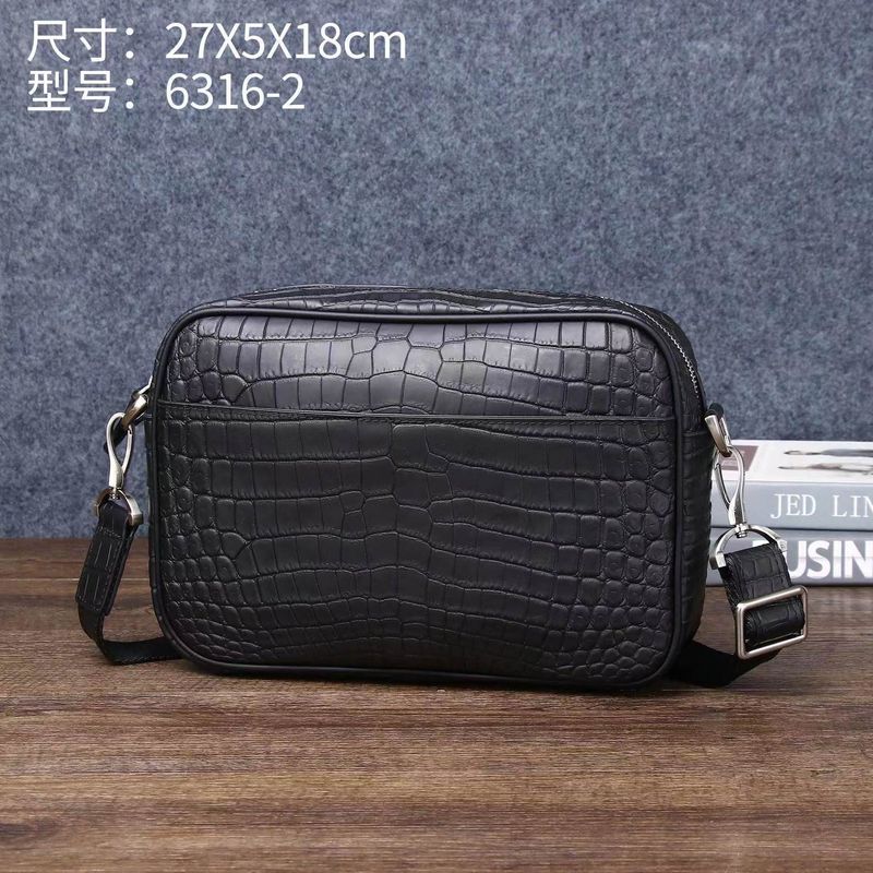 High-End-Mode Kleine Quadratische 2025 Neue Krokodil Muster Top Schicht Rindsleder Vielseitige Herren Tasche_voghion.com