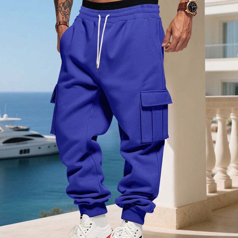 Cargo-joggingbroek voor heren met fleecevoering – thermische werkbroek met verstelbaar trekkoord en meerdere zakken (S-3XL, 10 neutrale tot felle kleuren)_voghion.com