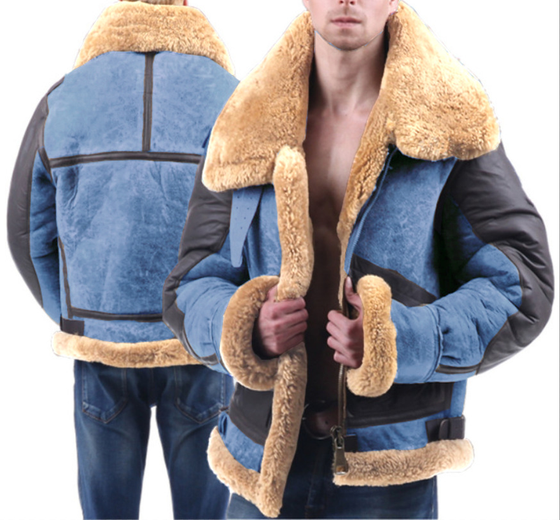 2023 Herfst/winter Hot Single Herenjas Bont Eendelig Verdikte Jas Kunstleer Fleece Herenjas Europees Groot_voghion.com