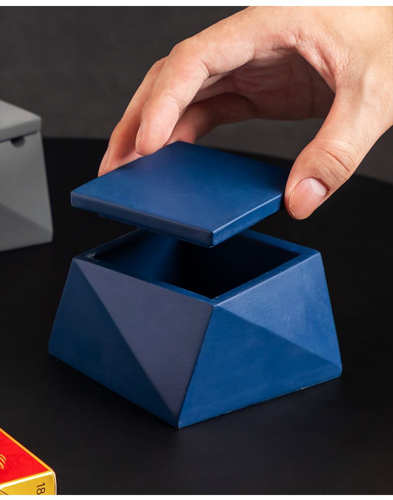 Diamantförmige High-End-Mattschwarz Dreidimensionale Geometrische Mit Deckel Für Home Office Licht Luxus Dekorative_voghion.com